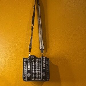 Steve Madden Bwebber Tweed black and white crossbody or shoulder guitar strap